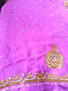 Elegant Purple Saree with blouse piece