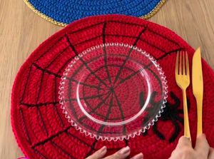 Spider-Man Crochet Placemat with Spider Applique