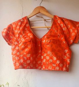 Orange Brocade Blouse