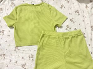 Lime Green Ribbed Co-ord Set