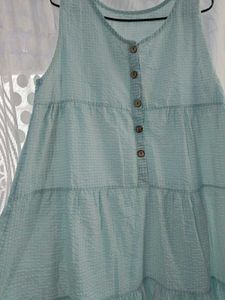 Light Blue Tiered Button-Up Dress