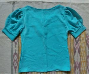 Blue Puff Sleeve Top with Floral Print