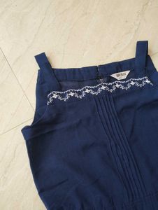 Navy Dress with Embroidery details.