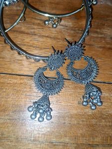 Oxidized Jhumka Earrings