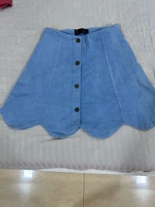 Light Blue Denim Scallop Skirt