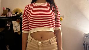 Red & White Striped Cropped Top