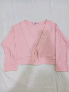 Pink Cropped Cardigan