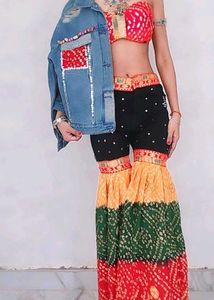 Vibrant Bandhani Print Lehenga Choli Set full hand