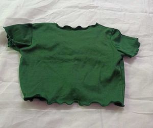 Ruching V-Neck Lettuce Hem Crop Top