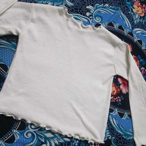 White Lettuce Trim Long Sleeve Top