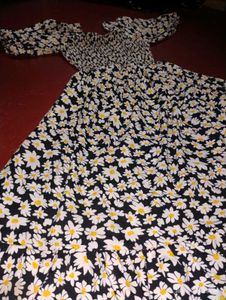 Floral Smocked Square Neck Dress