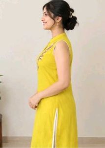 Yellow Embroidered Kurta