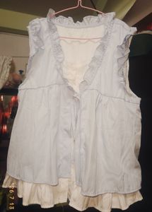 Light Blue Ruffled Blouse (SAVANA)