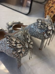 Sparkling Rose Gold Embellished Heels