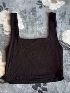 Black Square Neck Crop Top