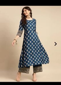 Stylish Blue Printed Kurta Set