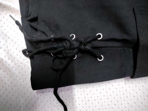 Black Cargo Mini Skirt with Lace-up Detail