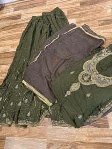 Embellished  suit and sharara (stitched )Set with