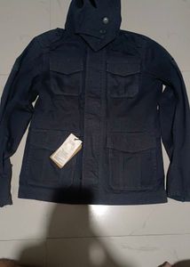 Royal Enfield Men's Dark Blue Hooded Jacket