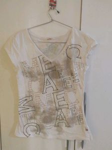 White Graphic V-Neck T-Shirt