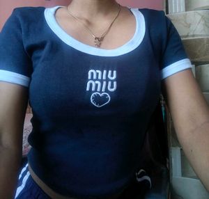 Navy Blue Graphic Print T-Shirt