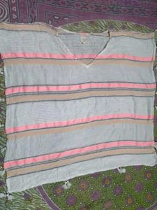 Striped V-Neck Tunic Top