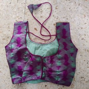 Purple or magenta , seagreen Ikat Print Blouse