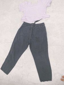 Cute Checkered Top &amp; Pants Set