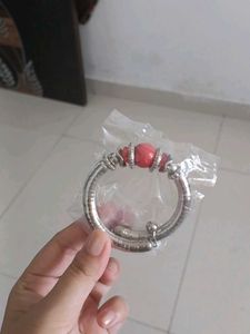 Bohemian Red Bead Silver Bracelet