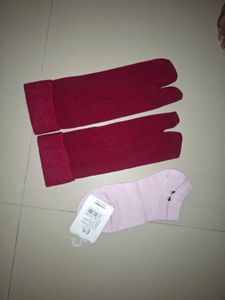 marun &amp; Pink Toe Socks