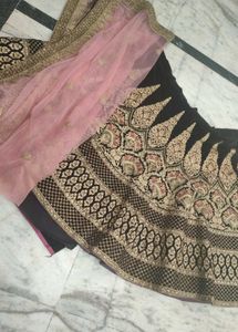 Elegant Black Velvet Lehenga Choli Set
