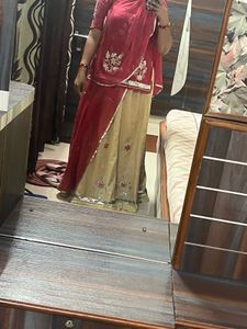 Elegant Red &amp; Beige Rajputi dress Set