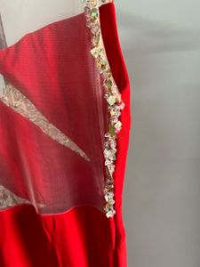 Red Embellished Backless Maxi Dress