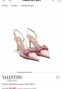 Valentino Bow Slingback Heels 85mm Euro 40 size