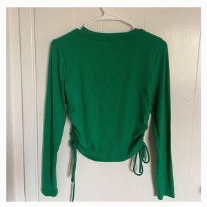 Zara Green Ruched Long Sleeve Top