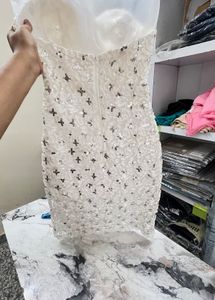 Sparkling White Strapless Mini Dress