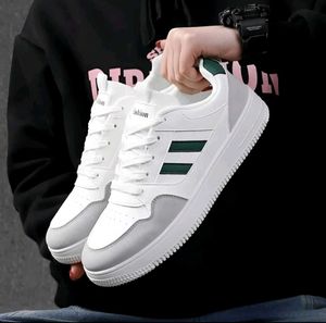 Stylish White &amp; Green Sneakers