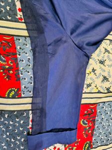 Chic Navy Blue Sheer Panel Shirt