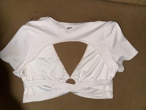 White Crop Top with Ring Detail