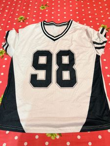 White & Black Jersey Top