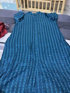 Teal Striped Kurta