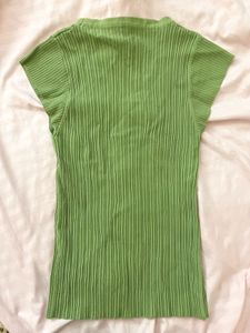 Green Ribbed Henley Top