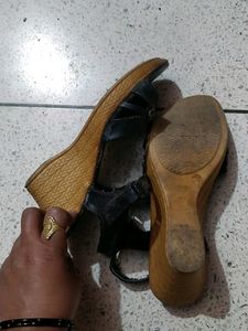 Black Embellished Sandals - Size 7