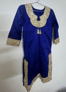 Royal Blue Kurta with Gold Embroidery
