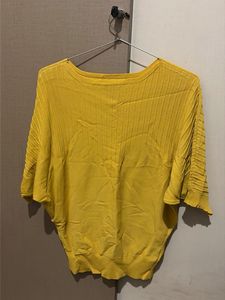 Yellow Ribbed Dolman Sleeve Top