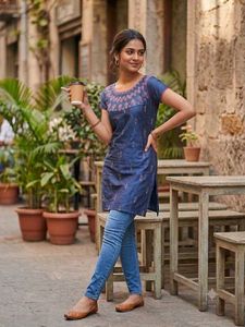 Stylish Blue Printed Kurta for Women