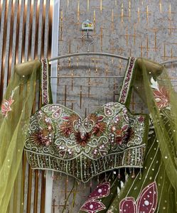 Designer Olive Green Lehenga Choli