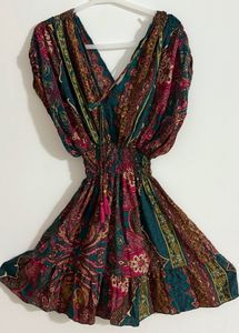 Boholyfe Radient Paisley Print  Boho Mini Dress