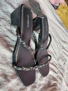 Corsica Black Braided Block Heels