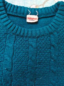Teal Cable Knit Sweater Dress